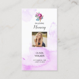 Marcador funerario púrpura, tarjetas de Keepsake f