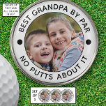 Marcador Para Pelotas De Golf BEST GRANDPA BY PAR Photo Funny Personalizado<br><div class="desc">Para el abuelo especial entusiasta del golf, cree marcadores exclusivos de bola de golf fotográfica (set de 3) con el título editable BEST GRANDPA BY PAR - NO PUTTS ABOUT IT o tu texto personalizado y personalizado con una imagen en tu elección de combinaciones de texto y color de fondo...</div>
