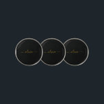 Marcador Para Pelotas De Golf Black Gold Modern Script Girly Monograma Nombre<br><div class="desc">Marca de bola de golf Black and Gold Monogram Name. Esto hace que el dulce perfecto cumpleaños 16,  boda,  ducha de novia,  aniversario,  ducha de bebé o fiesta de soltera sea regalo para alguien que ama el lujo glam y los estilos de moda.</div>