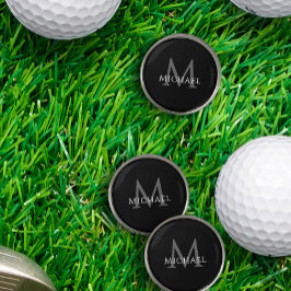 Marcador Para Pelotas De Golf Black Monogram Personalized