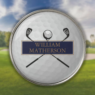 Marcador Para Pelotas De Golf Bola de golf azul y oro de la Marina Personalizada