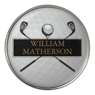 Marcador Para Pelotas De Golf Clásico de bolas de oro y de golf negro personaliz