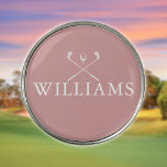 Marcador Para Pelotas De Golf Club de golf Dusty Rosa Pink Custom Name<br><div class="desc">Personalice el nombre en la tipografía clásica para crear un regalo de golf único y mantenerlo para cualquier golfista. Diseñado por Thisisnotme©</div>