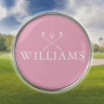Marcador Para Pelotas De Golf Clubes de golf de nombre personalizado rosado feme<br><div class="desc">Personalice el nombre en la tipografía clásica para crear un regalo de golf único y mantenerlo para cualquier golfista. Diseñado por Thisisnotme©</div>