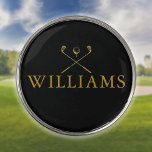 Marcador Para Pelotas De Golf Clubes De Golf Gold Y Black Personalized Name<br><div class="desc">Personalice el nombre en la tipografía clásica para crear un regalo de golf único y mantenerlo para cualquier golfista. Diseñado por Thisisnotme©</div>