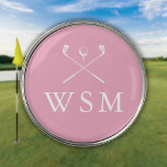 Marcador Para Pelotas De Golf Clubes de golf monograma personalizados rosados<br><div class="desc">Personalice el monograma en la tipografía clásica para crear un regalo de golf único y mantenerlo para cualquier golfista. Diseñado por Thisisnotme©</div>