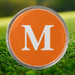 Marcador Para Pelotas De Golf Crear un monograma blanco Naranja personalizado Pe<br><div class="desc">Crea tu propio monograma blanco personalizado, personalizado, monogramado sobre fondo naranja, fresco, elegante, elegante, con marcadores de bola de golf de 1" de diámetro. Simplemente escriba sus iniciales / monograma, al personalizar. Mientras agrega / diseño, podrá ver una previsualización de su creación, a lo largo de todo. Haga un gran...</div>