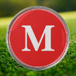 Marcador Para Pelotas De Golf Crear un monograma blanco rojo personalizado Perso<br><div class="desc">Crea tu propio personalizado, monograma blanco personalizado monogramado sobre fondo rojo, fresco, elegante, elegante, con marcadores de bola de golf de 1" de diámetro. Simplemente escriba sus iniciales / monograma, al personalizar. Mientras agrega / diseño, podrá ver una previsualización de su creación, a lo largo de todo. Haga un gran...</div>