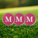 Marcador Para Pelotas De Golf Crear un monograma blanco rosado personalizado Per<br><div class="desc">Crea tu propio monograma blanco personalizado, personalizado, monogramado sobre fondo rosa oscuro, fresco, elegante, elegante, con marcadores de bola de golf de 1" de diámetro. Simplemente escriba sus iniciales / monograma, al personalizar. Mientras agrega / diseño, podrá ver una previsualización de su creación, a lo largo de todo. Haga un...</div>