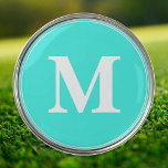 Marcador Para Pelotas De Golf Crear un monograma blanco Verde azulado personaliz<br><div class="desc">Crea tu propio personalizado, monograma blanco personalizado monogramado sobre fondo verde azulado, fresco, elegante, elegante, con marcadores de pelota de golf de 1" de diámetro. Simplemente escriba sus iniciales / monograma, al personalizar. Mientras agrega / diseño, podrá ver una previsualización de su creación, a lo largo de todo. Haga un...</div>