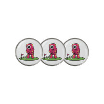 Dulce Monstruo Rosa Tuerto Jugando Golf Cartoon