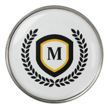 Escudo del logotipo del monograma negro y dorado