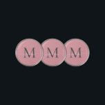 Marcador Para Pelotas De Golf Girona Rubor Gris Rosa Monograma Cuto Guión Elegan<br><div class="desc">Girona Rubor Pink Silver Slate Grey Monograma Feminina De Moda Marquero De Pelota De Golf</div>