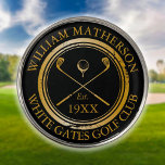 Marcador Para Pelotas De Golf Gold And Black Personalized Golf Club Name<br><div class="desc">Featuring a classic crossed golf clubs and golf ball aged retro stamp effect design these golf ball markers are ideal for all golf clubs and golf club members. Personalize with the name of the club member,  golf club name and the year the golf club was established. Designed by Thisisnotme©</div>