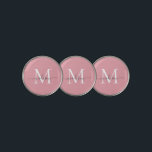 Marcador Para Pelotas De Golf Guión femenino monograma gris rosado de Rubor Giro<br><div class="desc">Girona Rubor Pink Silver Slate Grey Monograma Feminina De Moda Marquero De Pelota De Golf</div>
