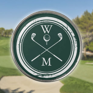 Marcador Para Pelotas De Golf Iniciales monograma personalizado verde esmeralda