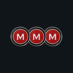 Marcador Para Pelotas De Golf Monograma clásico moderno negro rojo<br><div class="desc">Los marcadores modernos de pelota de golf presentan sus iniciales en tipografía clásica de bloques sobre un emblema rojo con acentos en blanco y negro para un sencillo estilo profesional clásico.</div>