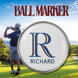 Marcador Para Pelotas De Golf Monograma de tres capas personalizado con nombre<br><div class="desc">UNA CAPA ÚNICA DEL MONOGRAMA. Vean de cerca y verán tres colores, lo que le da la sensación de profundidad. Adicionalmente personalizado con el nombre. Idea especial para un regalo o para que lo disfrutes por ti mismo. Si tiene alguna pregunta de diseño o una solicitud especial, envíe un correo...</div>