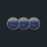 Marcador Para Pelotas De Golf Monograma del Purpurina de plata azul de la marina<br><div class="desc">El Purpurina de espuma azul y plateado se cepilló el nombre del monograma Metalizado del marcador de la pelota de golf. Esto hace que el dulce perfecto cumpleaños 16, boda, ducha de novia, aniversario, ducha de bebé o fiesta de soltera sea regalo para alguien que ama el lujo glam y...</div>