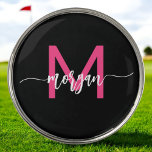 Marcador Para Pelotas De Golf Monograma Moderno estilo Hotoleo Negro<br><div class="desc">Añada un toque personal a su juego con nuestro Monograma Moderno y moderno marcador de bola de golf de color rosa caliente! Con un diseño llamativo de color rosa intenso y personalizado con su monograma en una fuente elegante y moderna, este marcador es a la vez de moda y funcional....</div>
