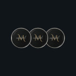Marcador Para Pelotas De Golf Monograma negro y dorado Lujo elegante<br><div class="desc">Diseño clásico y elegante,  con decoración en negro y oro con monograma. La plantilla se ha configurado para que sólo tenga que agregar su nombre para completar el diseño. Accesorios similares en la tienda.</div>