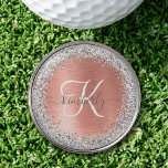 Marcador Para Pelotas De Golf Nombre del monograma del Purpurina Metalizado cepi<br><div class="desc">Personalice fácilmente este diseño de marcadores de moda de baloncesto de moda con un purpurina brillante de bonito plateado sobre un subió fondo metálico cepillado de oro.</div>