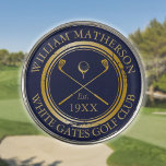 Marcador Para Pelotas De Golf Nombre Personalizado Del Club De Golf Azul Y Oro D<br><div class="desc">Estos marcadores son ideales para todos los clubes de golf y miembros del club, ya que cuentan con clubes de golf clásicos y un diseño de pelota de golf cruzado, así como con un borde con efecto de sello envejecido. Personalice con el nombre del socio del club, el nombre del...</div>