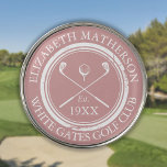 Marcador Para Pelotas De Golf Nombre personalizado del club de golf Dusty Rosa R<br><div class="desc">Estos marcadores de golf son ideales para todos los clubes de golf y miembros del club de golf. Personalice con el nombre del socio del club,  el nombre del club de golf y el año en que se creó el club. Diseñado por Thisisnotme©</div>