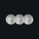Marcador Para Pelotas De Golf Purpurina de Monograma Plateado Sparkle Girly Scri<br><div class="desc">Purpurina De Espuma Metálica De Relieve metalizado De Faux Plateado Cepillado Monograma Metalizado Nombre Marcador De Bolas De Golf. Esto hace que el dulce perfecto cumpleaños 16, boda, ducha de novia, aniversario, ducha de bebé o fiesta de soltera sea regalo para alguien que ama el lujo glam y los estilos...</div>