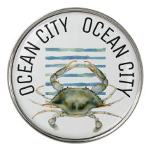 Watercolor Crab Beach Costa Golf Ball Marke
