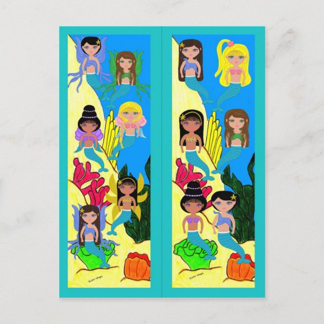 Marcadores de postales de Mermaids y Merfaeries (Anverso)