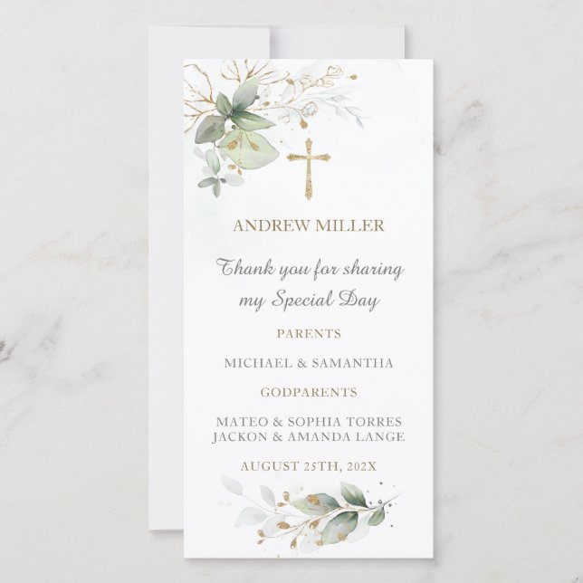 Marcadores Tarjeta de Oración de Bautismo (Anverso)