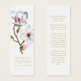 Marcapáginas conmemorativo de funeral de magnolia 