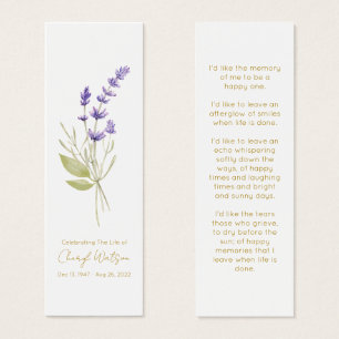 Marcapáginas conmemorativo de lavanda simple