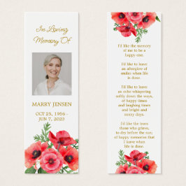 Marcapáginas conmemorativo floral de amapola funer