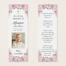 Marcapáginas conmemorativo funeral de foto floral 