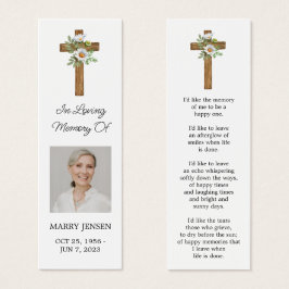Marcapáginas de funeral con foto de Daisy Cross