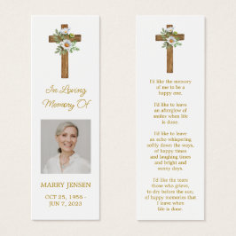Marcapáginas de funeral con foto de Daisy Cross