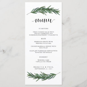 Marcas acuarelas Menú de recepción de boda