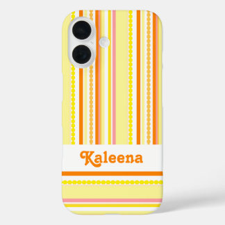 Marcas de rayas de nombre naranja funda rosa