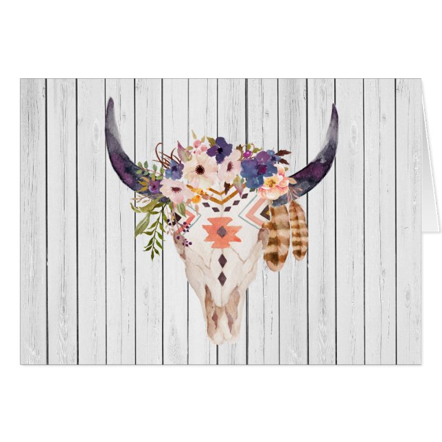 Marcas y flores tribales del cráneo de la vaca del (Anverso (Horizontal))