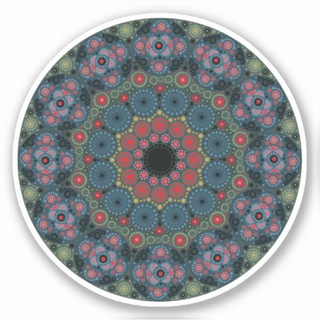 March Birthstone Bloodstone Mandala Pegatina (Anverso)