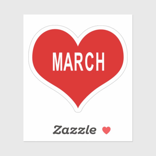 MARCH Red Love Heart Vinyl Pegatina (Hoja)