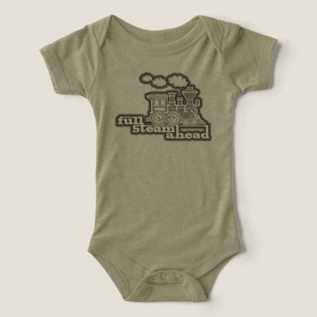 "marcha a vapor" loco tren camiseta de niños verde (Diseño delantero )