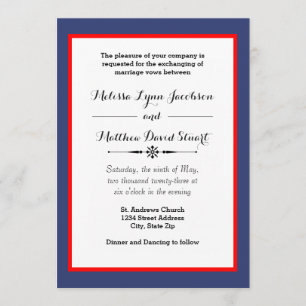 Marco azul y rojo - Invitación a la boda