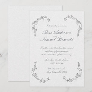 Marco barroco Invitación a la boda blanca negra