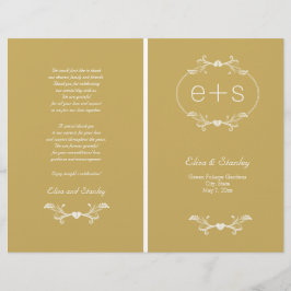 Marco blanco, iniciales plegadas programa de boda 