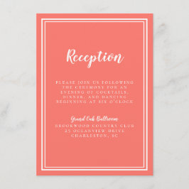 Marco blanco y coral de recepción de boda simple