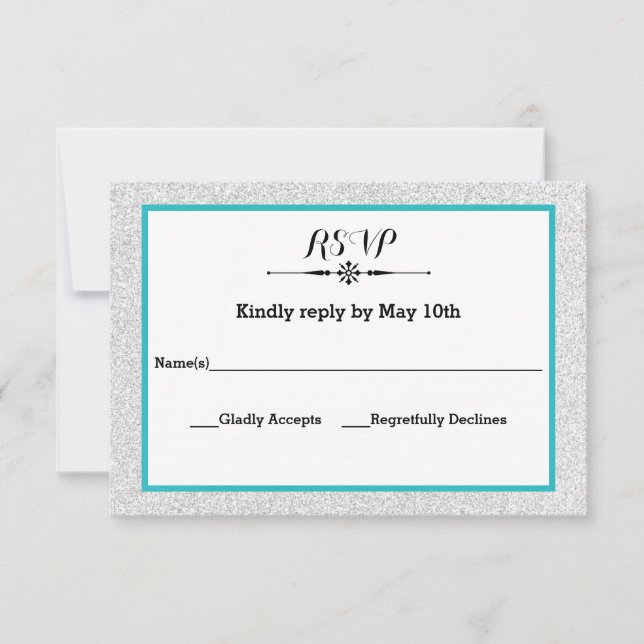 Marco blanco y Verde azulado - Tarjeta de respuest (Anverso)