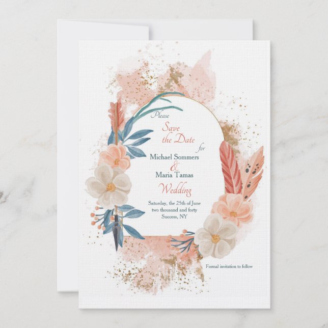 Marco Boho Guardar la tarjeta de fecha (Anverso)